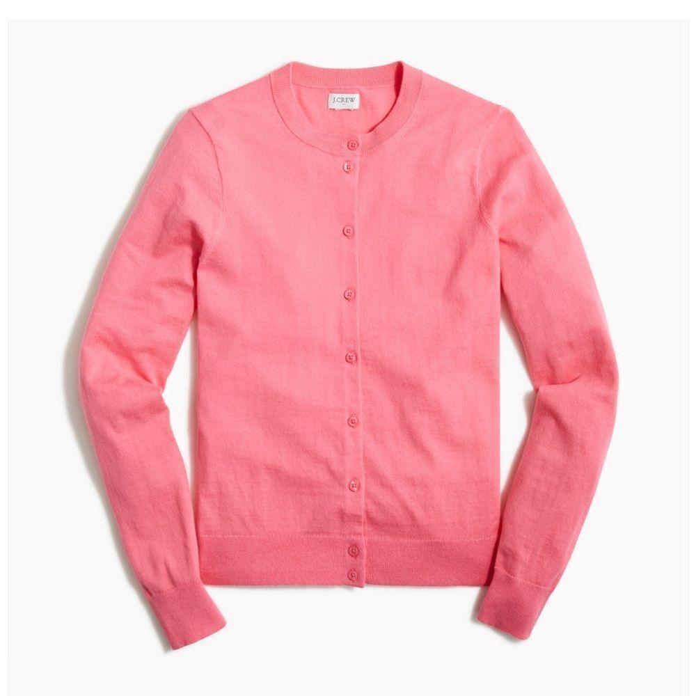 J Crew Womens Classic Cotton Pink Cardigan Sweater Minimalist Sz XS NWT